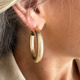 Gold Dipped Textured Round Hoop Earrings
