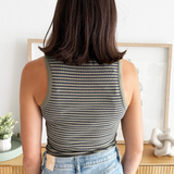 Round Neck Sleeveless Stripe Bodysuit