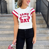 Ruffled Sleeve Game Day Sweater
