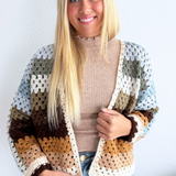 Color Block Open Knit Cardigan