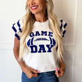 Ruffled Sleeve Game Day Sweater