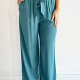 Elastic Waist Wide Leg Tie Pant