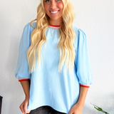 Contrast Trim 3/4 Boyfriend Tee