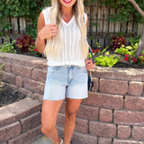 Jane High Rise Long Short w/ Raw Hem