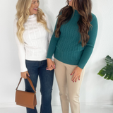 Long Sleeve Mock Neck Cable Sweater