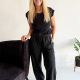 Mineral Washed Short Sleeve Wrap Top