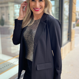 Solid Boyfriend Blazer W/ Princess Darts