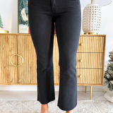 Kelsey High Rise Fab Ab Ankle Flare With Raw Hem