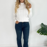 Long Sleeve Mock Neck Cable Sweater