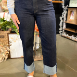 Fay High Rise Fab Ab Straight Leg Roll Up Raw Hem