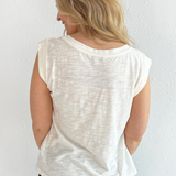 Sleeveless Woven to Knit Top