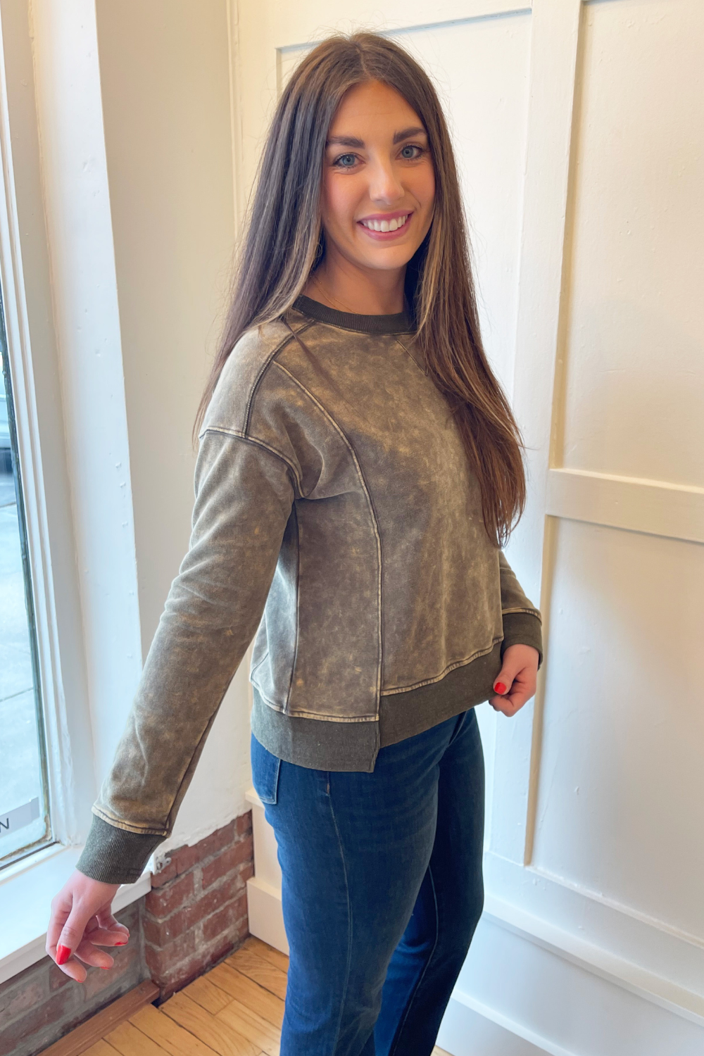 Fleece Terry Washed Sweatshirt