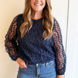 Dotted Balloon Sleeve Blouse