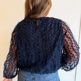 Dotted Balloon Sleeve Blouse