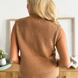 Knitted Sleeveless Vest with Gold Buttons