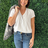 Cotton Jersey V Neck T-Shirt