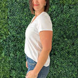 Cotton Jersey V Neck T-Shirt