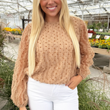 Dotted Balloon Sleeve Blouse