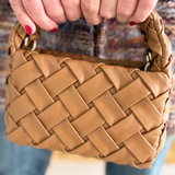 Moxie Heat Pressed Faux Woven Mini Crossbody Bag