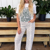 Cotton Twill Snake Print Barrel Pants