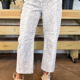 Cotton Twill Snake Print Barrel Pants