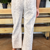 Cotton Twill Snake Print Barrel Pants