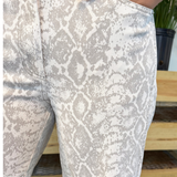 Cotton Twill Snake Print Barrel Pants