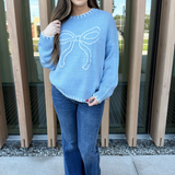 Bow Sweater With Stitching