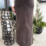 Elastic Waist Twill Maxi Skirt