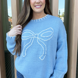 Bow Sweater With Stitching