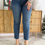 Reese High Rise Fab Ab Ankle Straight Raw Hem