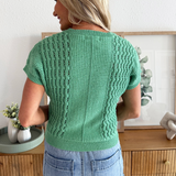 Tilda Pullover V-Neck Knit Short Sleeve Sweater