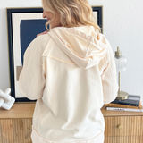 Contrast Sleeve Half Zip Hooded Sweatshirt