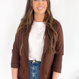 Solid Boyfriend Blazer W/ Princess Darts