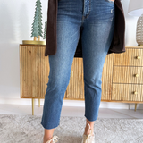 Reese High Rise Fab Ab Ankle Straight Raw Hem