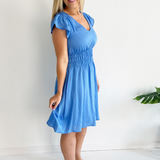 V-Neck Ruffle Sleeve Mini Dress