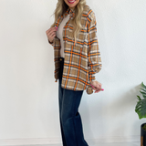 Plaid Button Front Long Shacket
