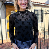 Floral Lace Long Sleeve Layering Top