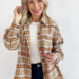 Plaid Button Front Long Shacket