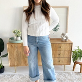 Long Sleeve Mock Neck Cable Sweater