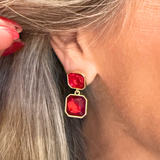 Two Tier Crystal Dangle Earrings