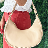 Aria Whipstitch Crescent Shoulder Bag