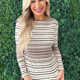 Long Sleeve Boat Neck Knit Top