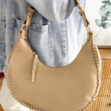 Aria Whipstitch Crescent Shoulder Bag