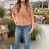 Knitted Sleeveless Vest with Gold Buttons