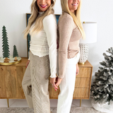 Lettuce Edge Mock Neck Ribbed Long Sleeve Top