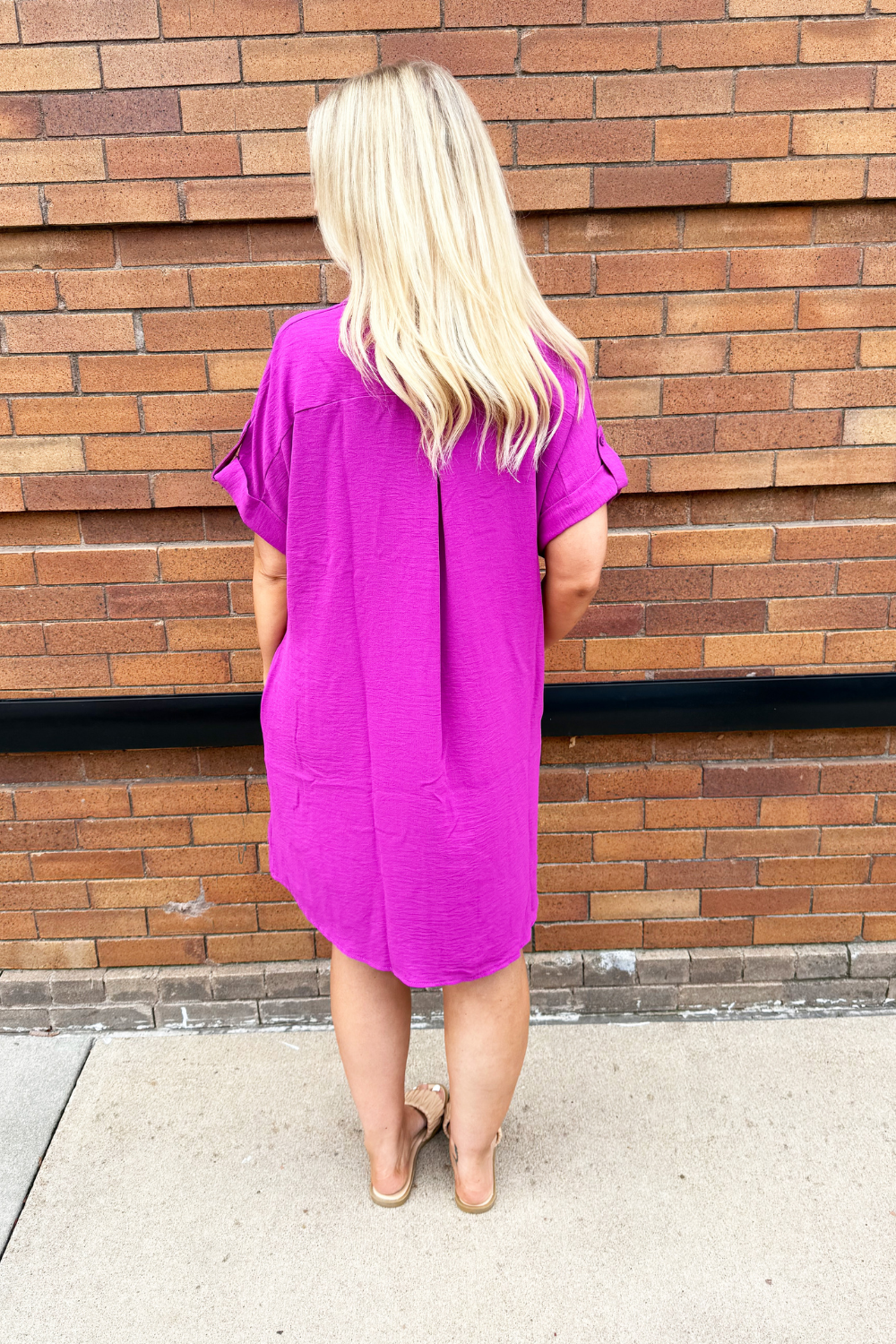 purple dress with buttons KAMILA Tie Strap Micro Shell Button Midi Dress in Lilac