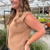 Knitted Sleeveless Vest with Gold Buttons