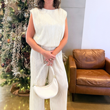 Metallic Pleated Relaxed Pants