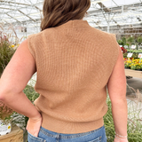 Knitted Sleeveless Vest with Gold Buttons